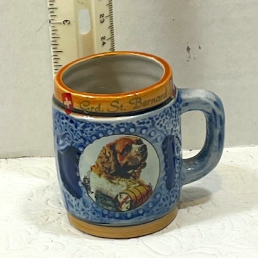 VTG Swiss Grd.St. Bernard Dog Mini Mug Shot Cup 2.75" Tall Souvenir Collectible